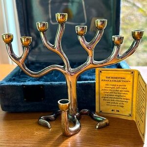 VINTAGE MENORAH ROSENTHAL SANDRA KRAVITZ BRASS TREE OF LIFE  JUDAICA COLLECTION